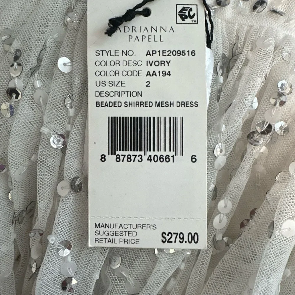 Adrianna Papell NWT Womens Ivory Embellished Maxi Cocktail and Party Dress